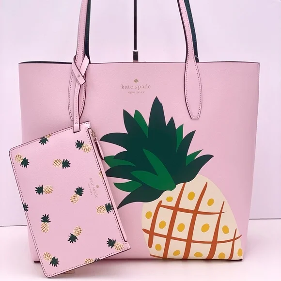 Kate Spade Colada Pineapple Graphic Large Tote Bag Pink Multi NWT - Picture 1 of 13
